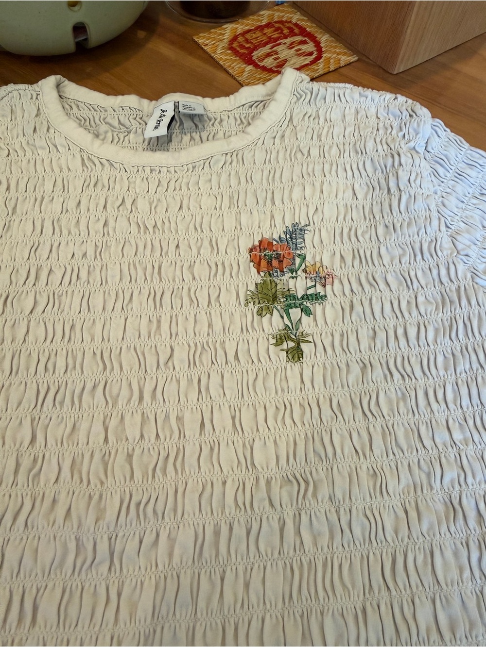 &Other Stories Smocked Short Sleeve Top - Picture 3 of 8